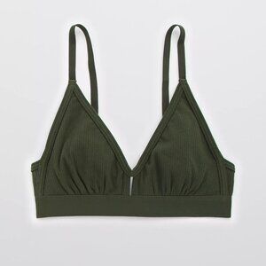 Aerie | Ribbed Keyhole Bralette | Crew Green | XL